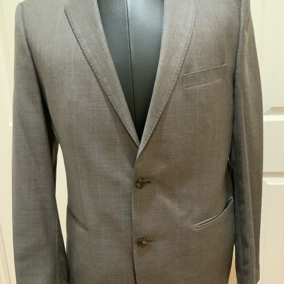 Boss Bankers Gray Light Blue Windowpane Men's Blazer